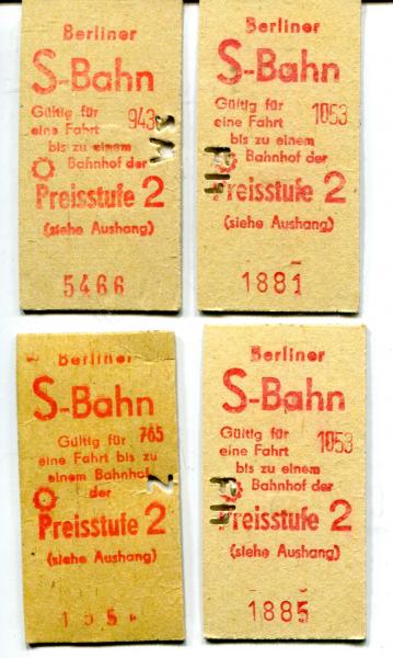 4 Fahrkarten S-Bahn Berlin