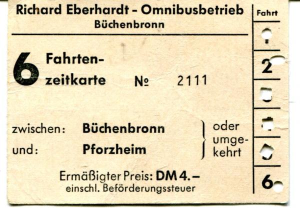Fahrschein Omnibusbetrieb Eberhardt Büchenbronn