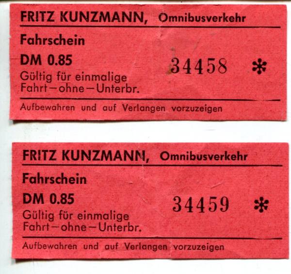 2 Fahrscheine Omnibusverkehr Kunzmann