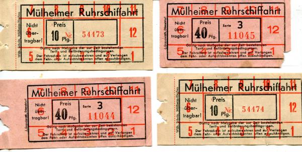 4 Fahrscheine Mülheimer Ruhrschiffahrt