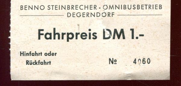 Fahrschein Omnibusbetrieb Steinbrecher Deggendorf