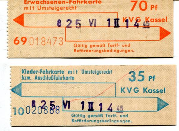 2 Fahrscheine KVG Kassel
