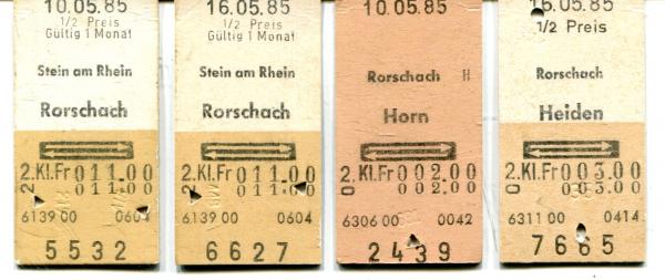 4 Fahrkarten Rorschach