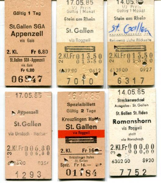 6 Fahrkarten St. Gallen