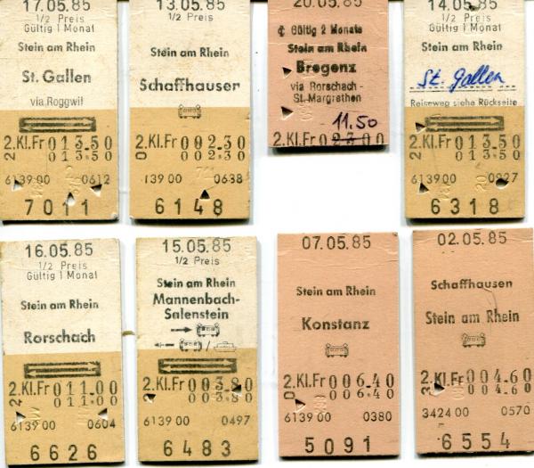 8 Fahrkarten Stein am Rhein