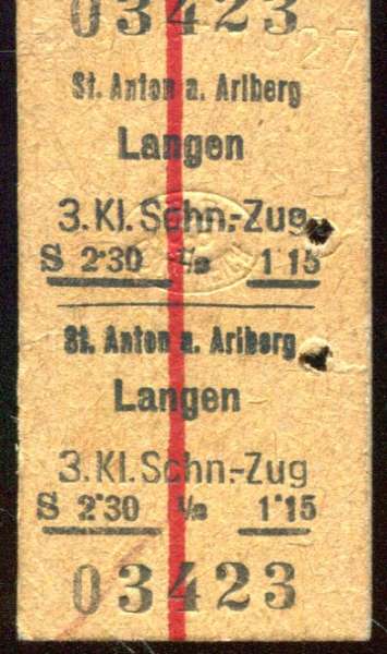 Fahrkarte St. Anton am Arlberg – Langen
