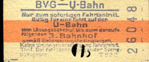 BVG Fahrschein U-Bahn bis zum 3. Bahnhof