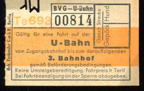 BVG Fahrschein U-Bahn bis zum 3. Bahnhof
