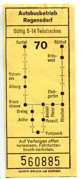 Fahrschein Autobusbetrieb Regensdorf