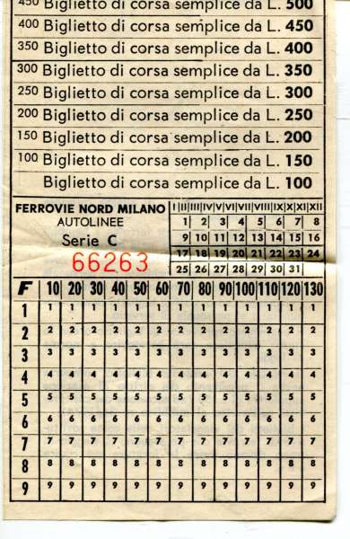 Fahrschein Autolinee Ferrovie Nord Milano