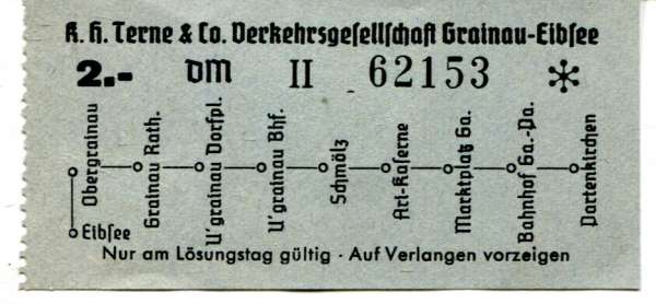 Fahrschein Verkehrsgesellschaft Grainau – Eibsee