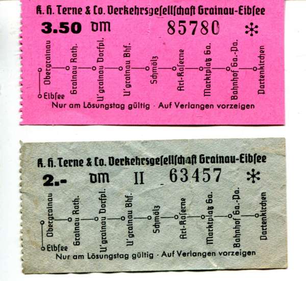 2 Fahrscheine Grainau – Eibsee