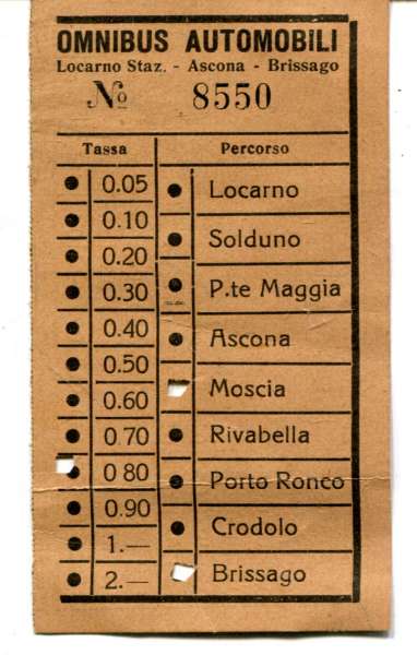 Fahrschein Omnibus Locarno – Brissago