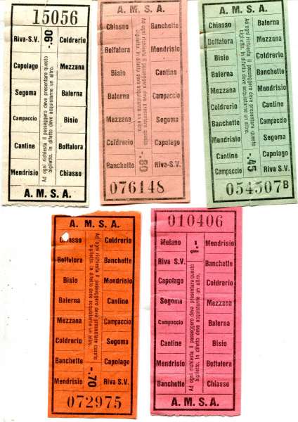 5 Fahrscheine AMSA Chiasso – Mezzana – Mendrisio – Riva