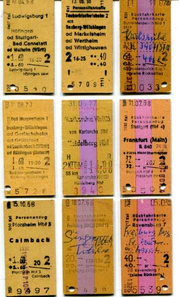 9 Fahrkarten DB