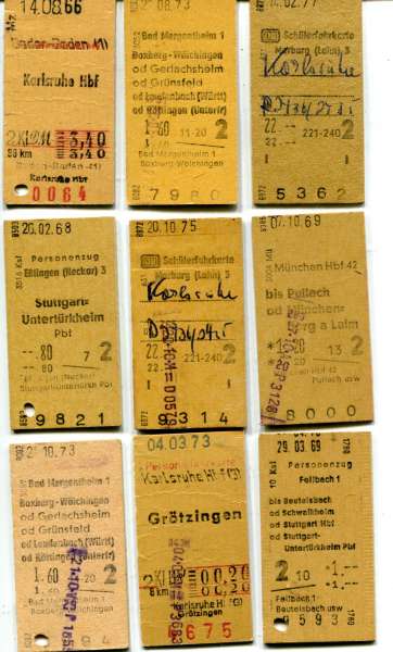 9 Fahrkarten DB