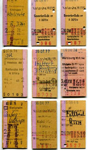 9 Fahrkarten DB