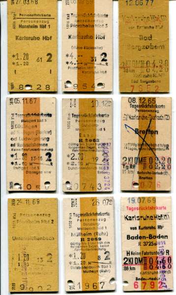 9 Fahrkarten DB