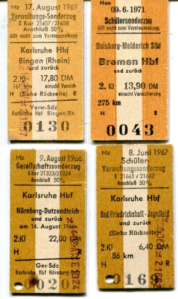 4 Fahrkarten DB Verwaltungs Sonderzug