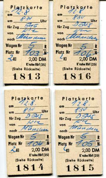 4 Platzkarten DB  D 545