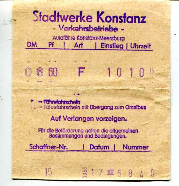 Fahrschein Stadtwerke Konstanz