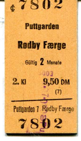 Fahrkarte Puttgarden – Rodby Fähre