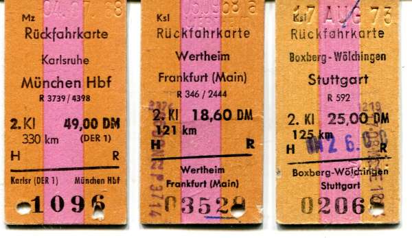 3 Rückfahrkarten DB