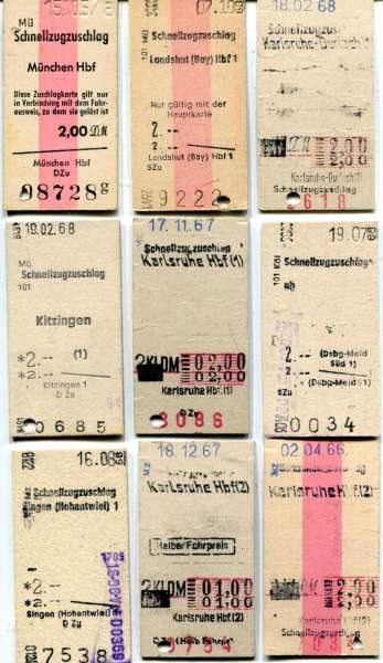 9 x Schnellzugzuschlag DB