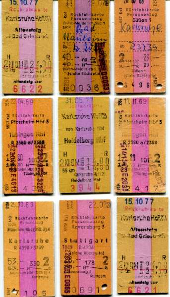 9 Rückfahrkarten DB