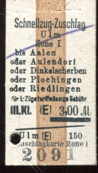 Schnellzugzuschlag Ulm Zone I 1921