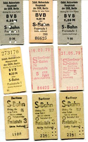 9 Fahrkarten S-Bahn BVB Berlin