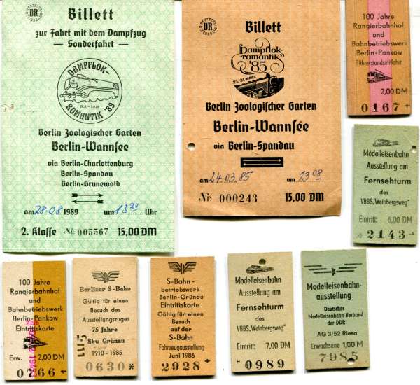 9 Karten Sonderfahrten und Ausstellungen Bahn Berlin