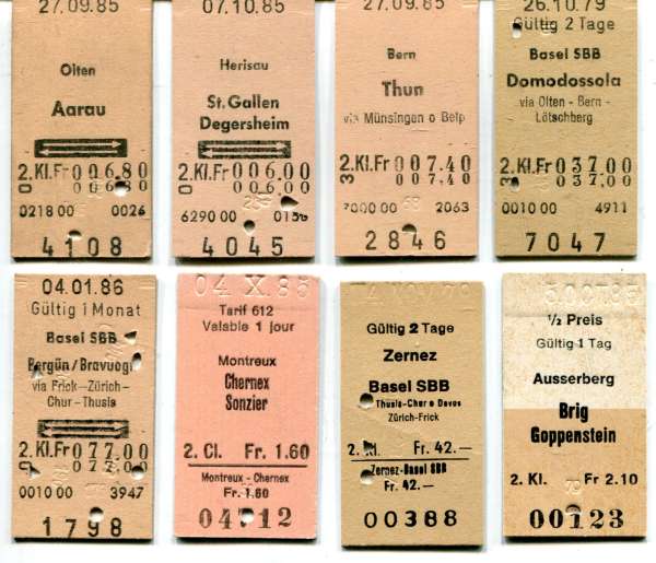 8 Fahrkarten Schweiz