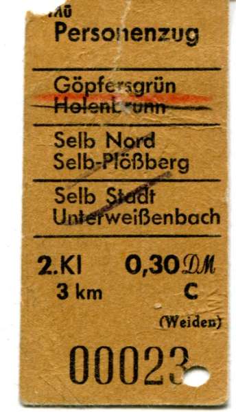 Fahrschein Göpfersgrün Selb Stadt Unterweißenbach