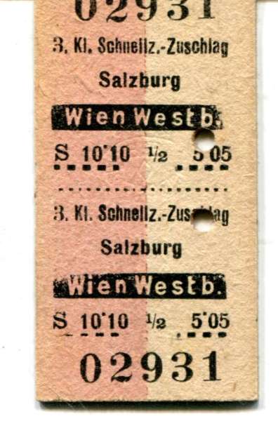Schnellzugzuschlag 3. Klasse Salzburg – Wien