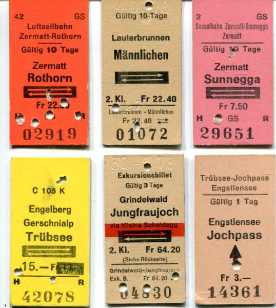 6 Fahrkarten Schweiz