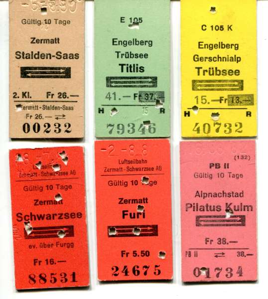 6 Fahrkarten Schweiz