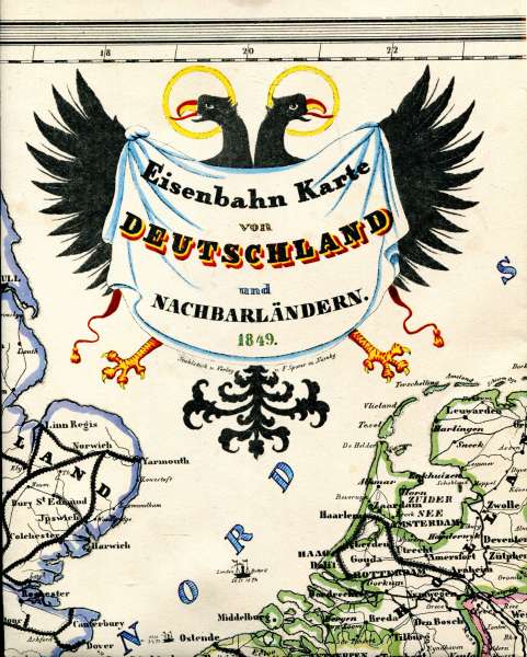 Eisenbahnkarte Deutschland und Nachbarländer 1849 Reprint