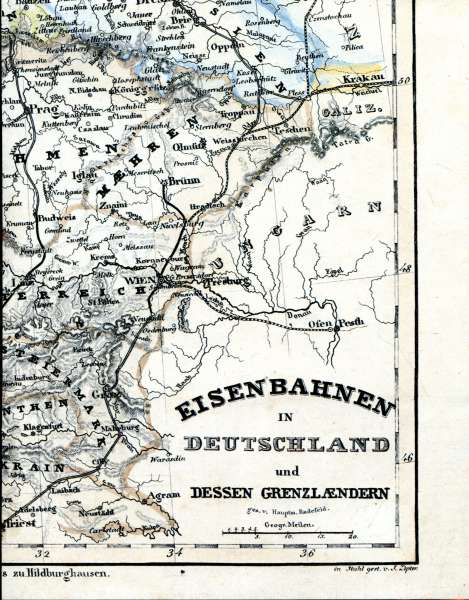 Eisenbahnkarte Deutschland und dessen Grenzländern 1841 Reprint
