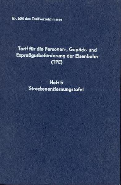 TPE Streckenentfernungstafel DR 1987