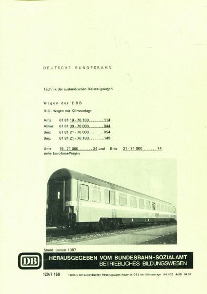 DB Technik der ausländischen Reisezugwagen Wagen der ÖBB RIC Wagen mit Klimaanlage