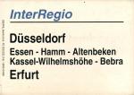 Zuglaufschild Inter Regio Düsseldorf – Altenbeken – Erfurt